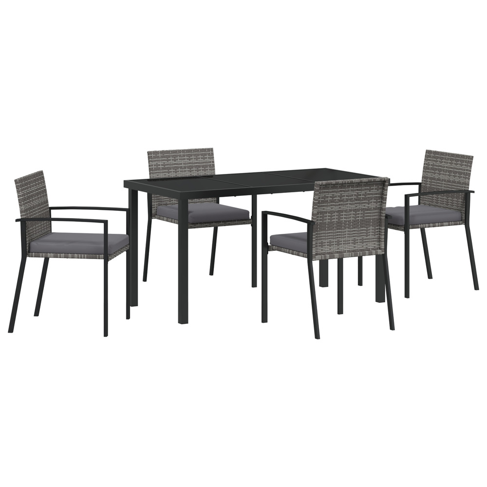 Ensemble de jardin 5 pièces gris rattan synthétique