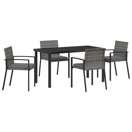 Ensemble de jardin 5 pièces gris rattan synthétique