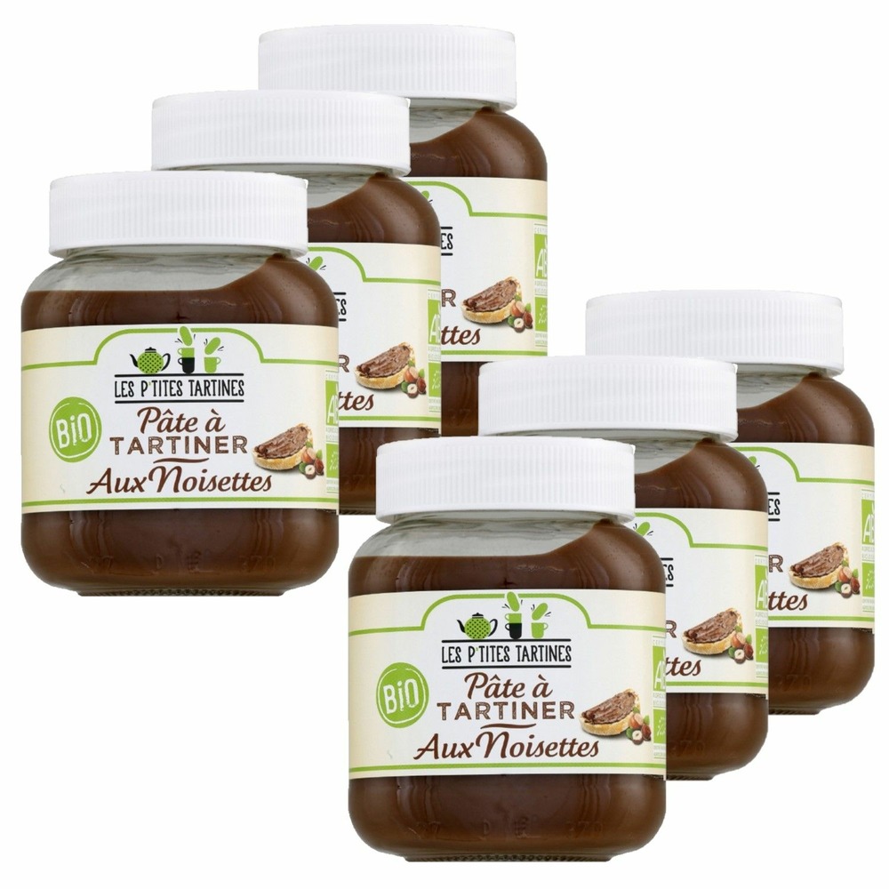Lot 6x pâte à tartiner bio aux noisette - les p'tites tartines - pot 350g