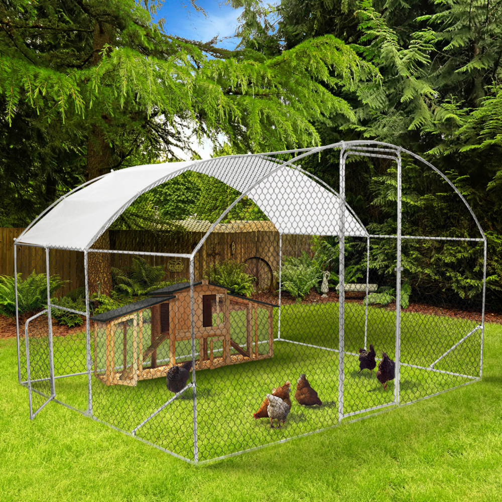 Enclos poulailler dôme 7,5 m² parc grillagé 3x2,5 m avec porte latérale