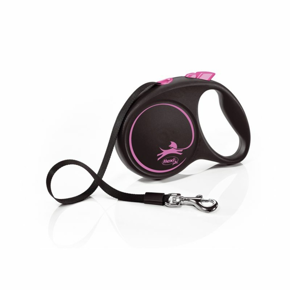 Laisse black design m tape 5m black/ pink flexi fu22t5-251-s-cp