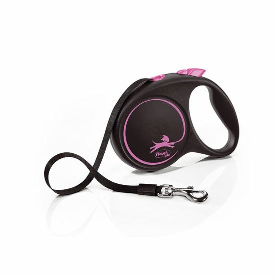 Laisse black design m tape 5m black/ pink flexi fu22t5-251-s-cp