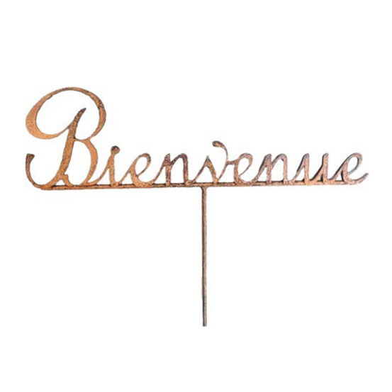 Piquet de jardin bienvenue métal rouillé recyclé 138 cm - rouille