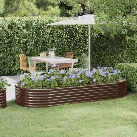 Carré potager acier galvanisé ovale pour jardin potager marron 249 x 100 x 36 cm