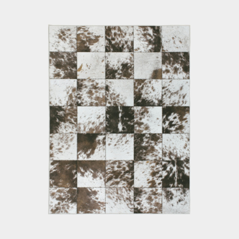 Tapis toucher soft - imprimé peau de vache - patchwork marron - 200 x 290 cm