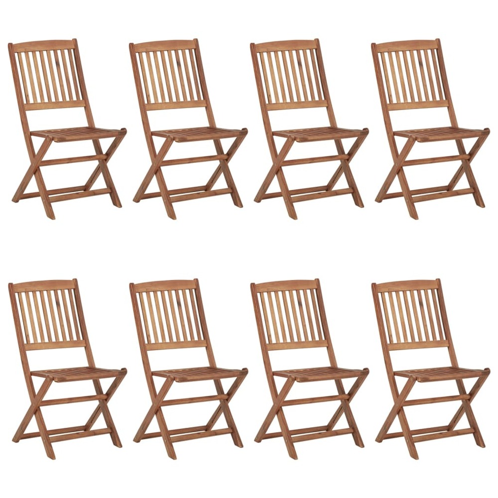 Chaises pliables de jardin lot de 8 avec coussins bois d'acacia