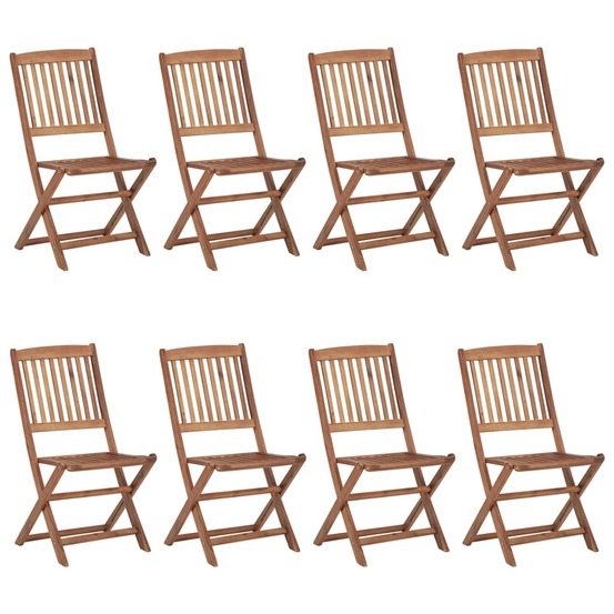 Chaises pliables de jardin lot de 8 avec coussins bois d'acacia