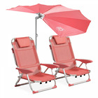 Lot 2 fauteuils clic clac et 1 parasol polyester rose
