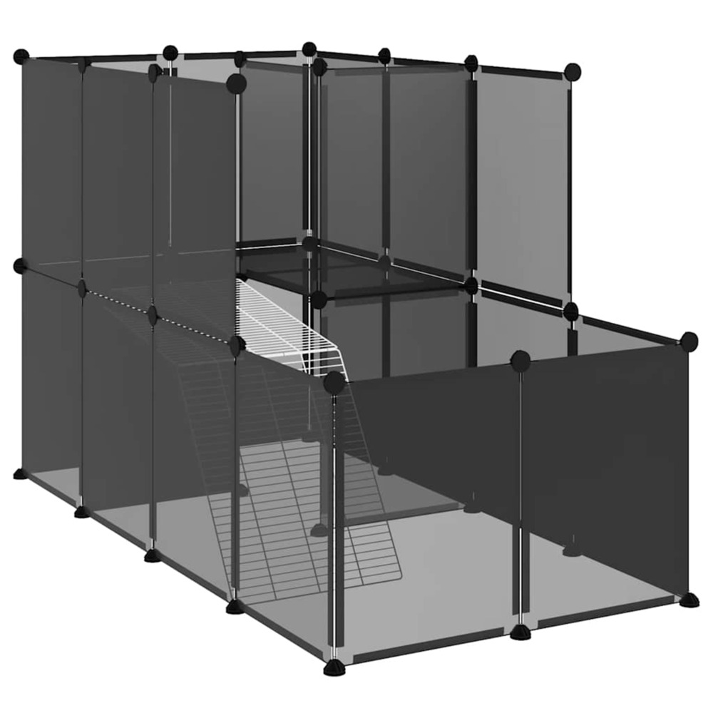 Cage pour petits animaux noir 142x74x93 cm pp et acier