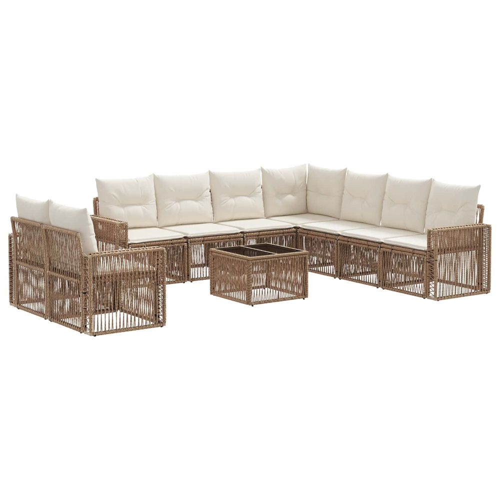 Ensemble de canapé de jardin 10 pc beige et blanc crème