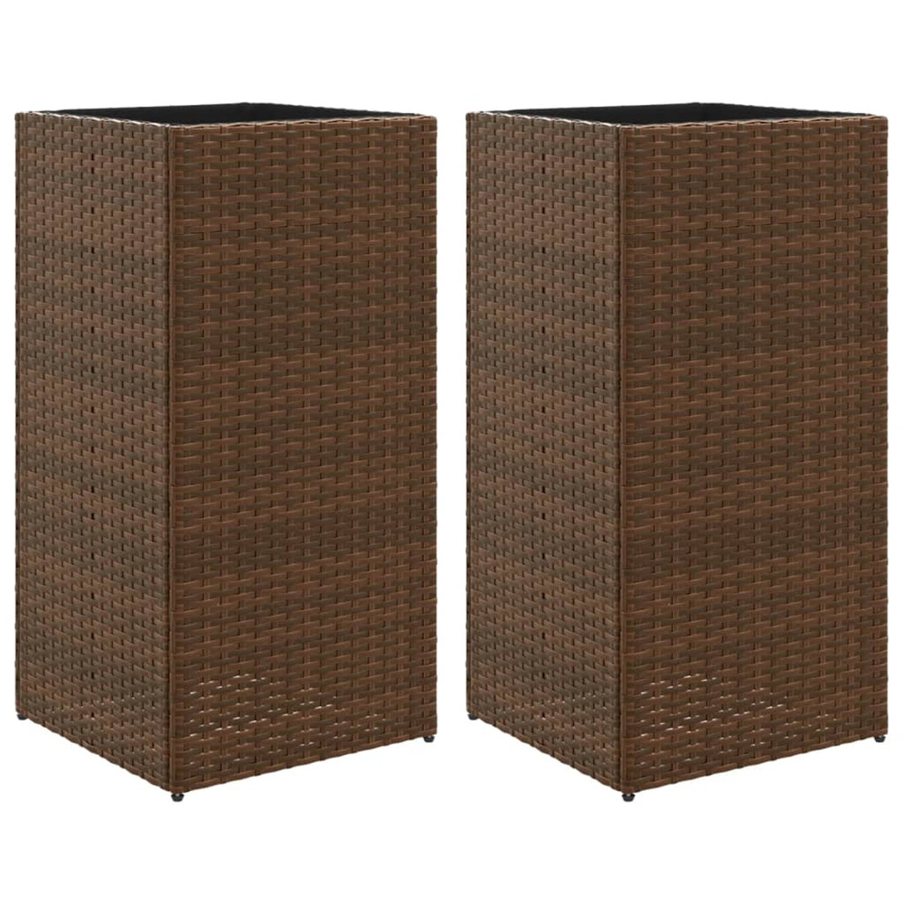 Jardinière d'extérieurs 2 pcs marron 40x40x80 cm résine tressée