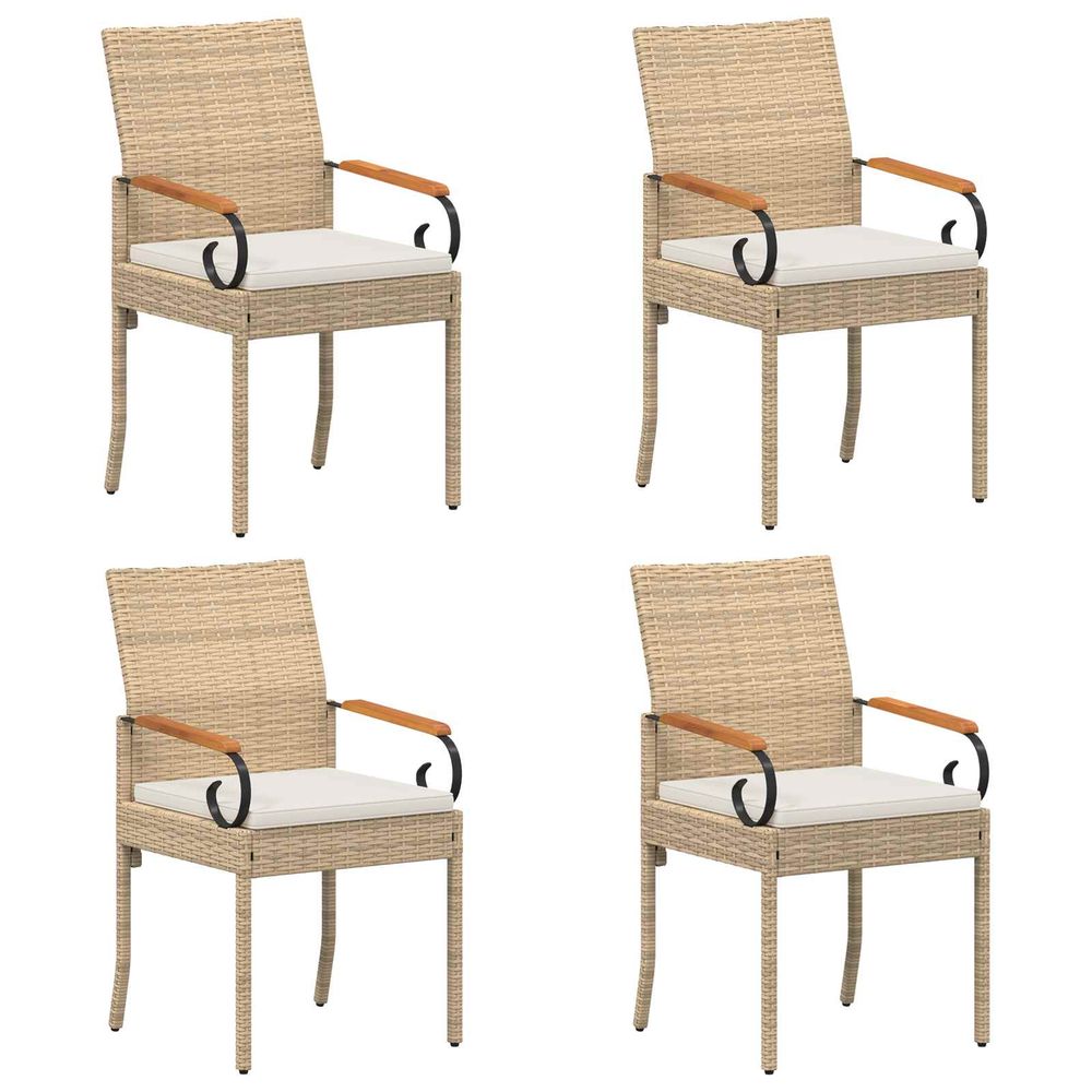Chaises de jardin 4 pc beige et blanc crème