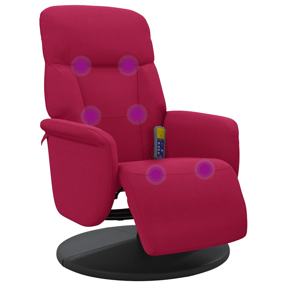 Fauteuil de massage inclinable avec repose-pied rouge bordeaux