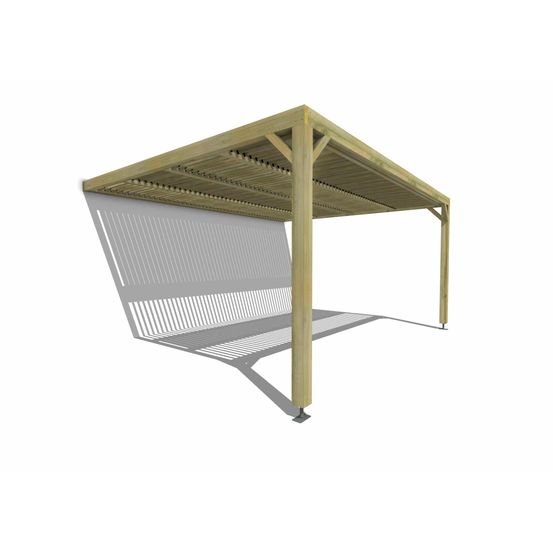 Pergola bois • 5m x 4m • adossée • sens largeur • lames orientables bioclimatiques incluses • livraison comprise