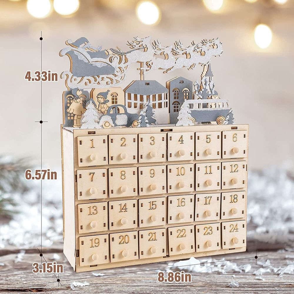 Calendrier de l'avent paysage de noël avec led