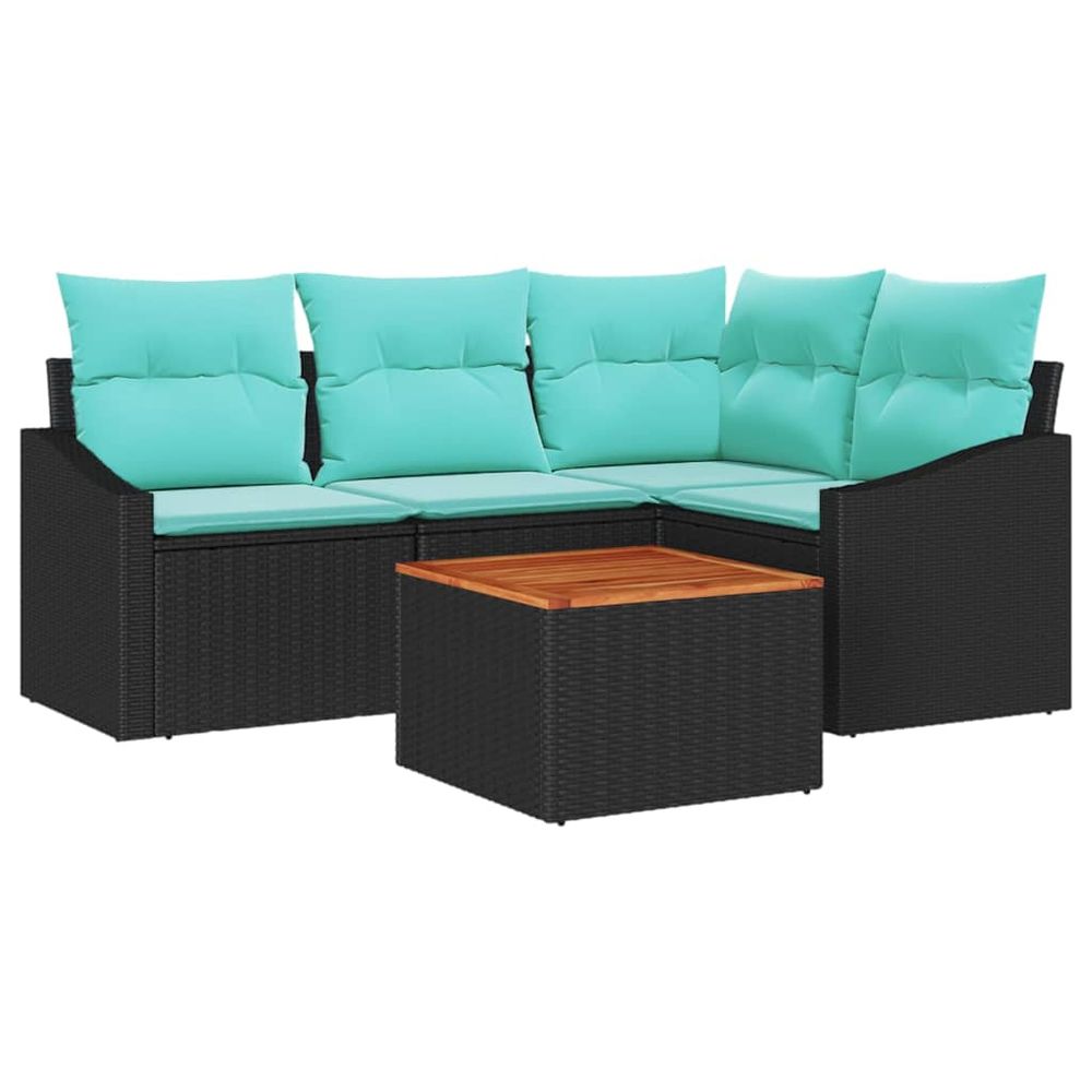 Ensemble de canapé de jardin 5 pc noir polyrotin