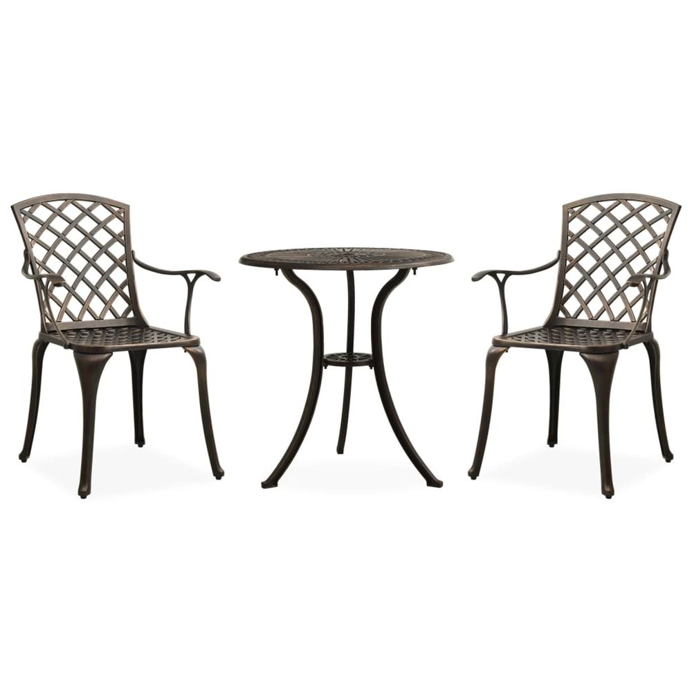 Ensemble de bistro 3 pcs aluminium coulé bronze