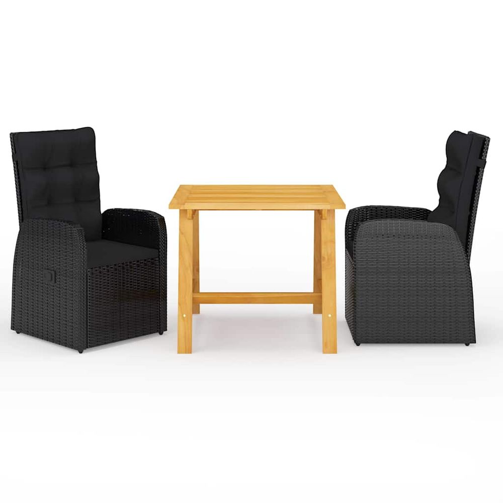 Ensemble à manger de jardin 3 pcs noir
