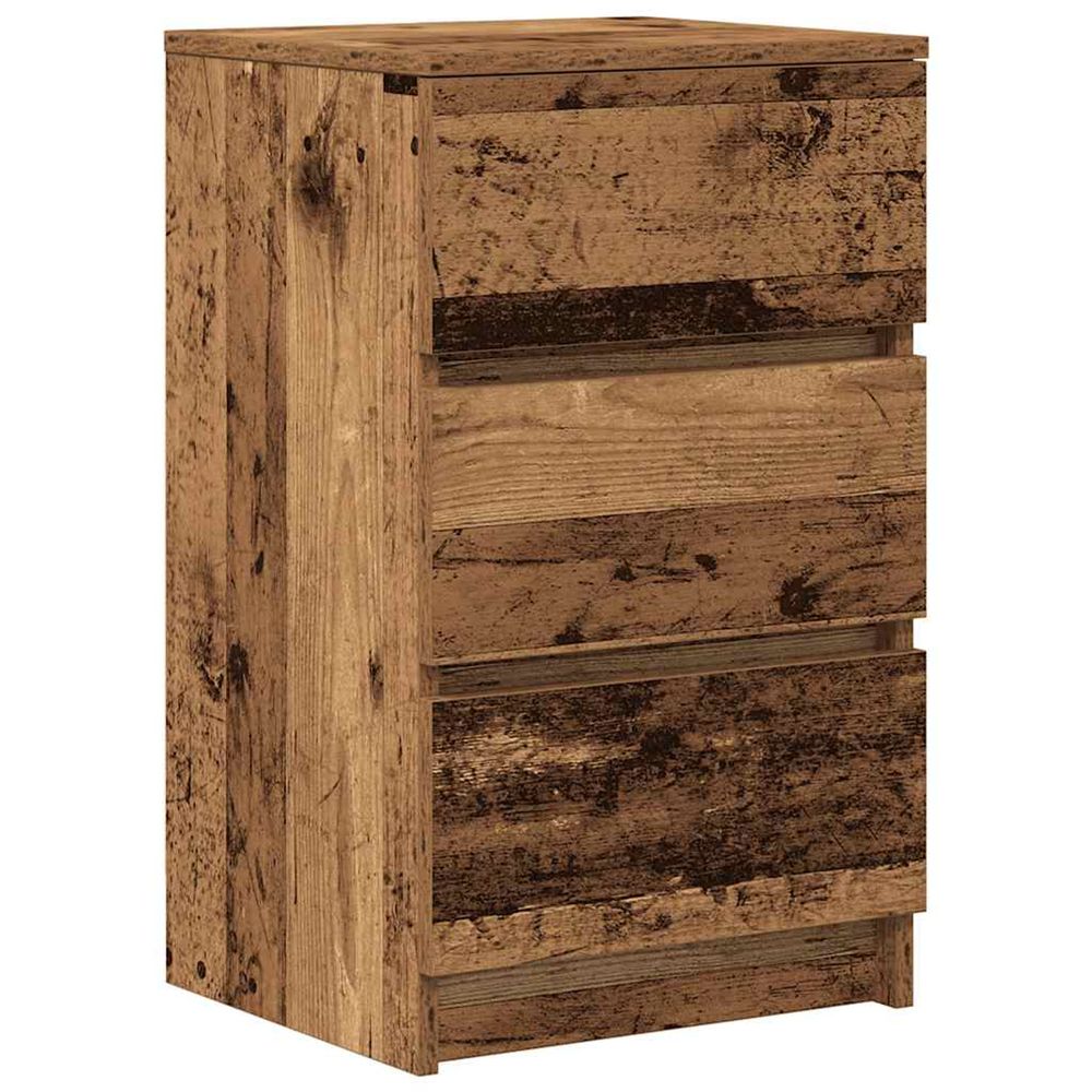 Table de chevet avec 3 tiroirs vieux bois 39x35x65 cm