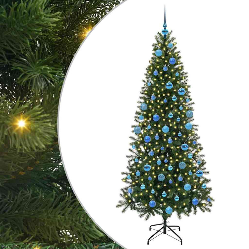 Sapin de noël artificiel avec 300 led vert 180 cm pe et pvc