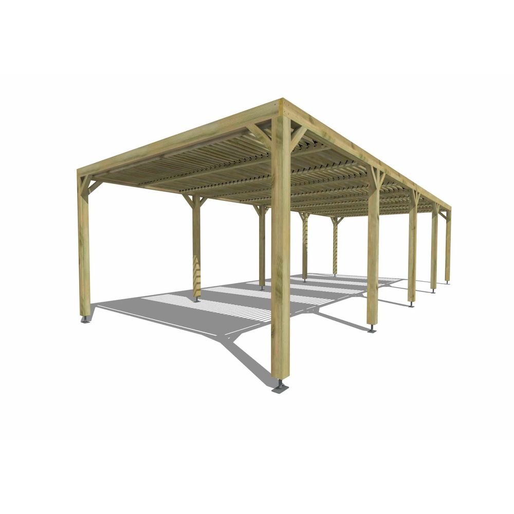 Pergola bois • 10m x 4m • indépendante • sens profondeur • lames orientables bioclimatiques incluses • livraison comprise