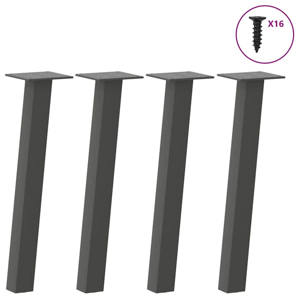 Pieds de table basse 4 pièces anthracite 42 cm acier