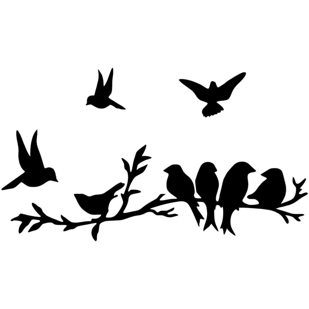 Décoration murale en métal oiseaux sur branches et en vol