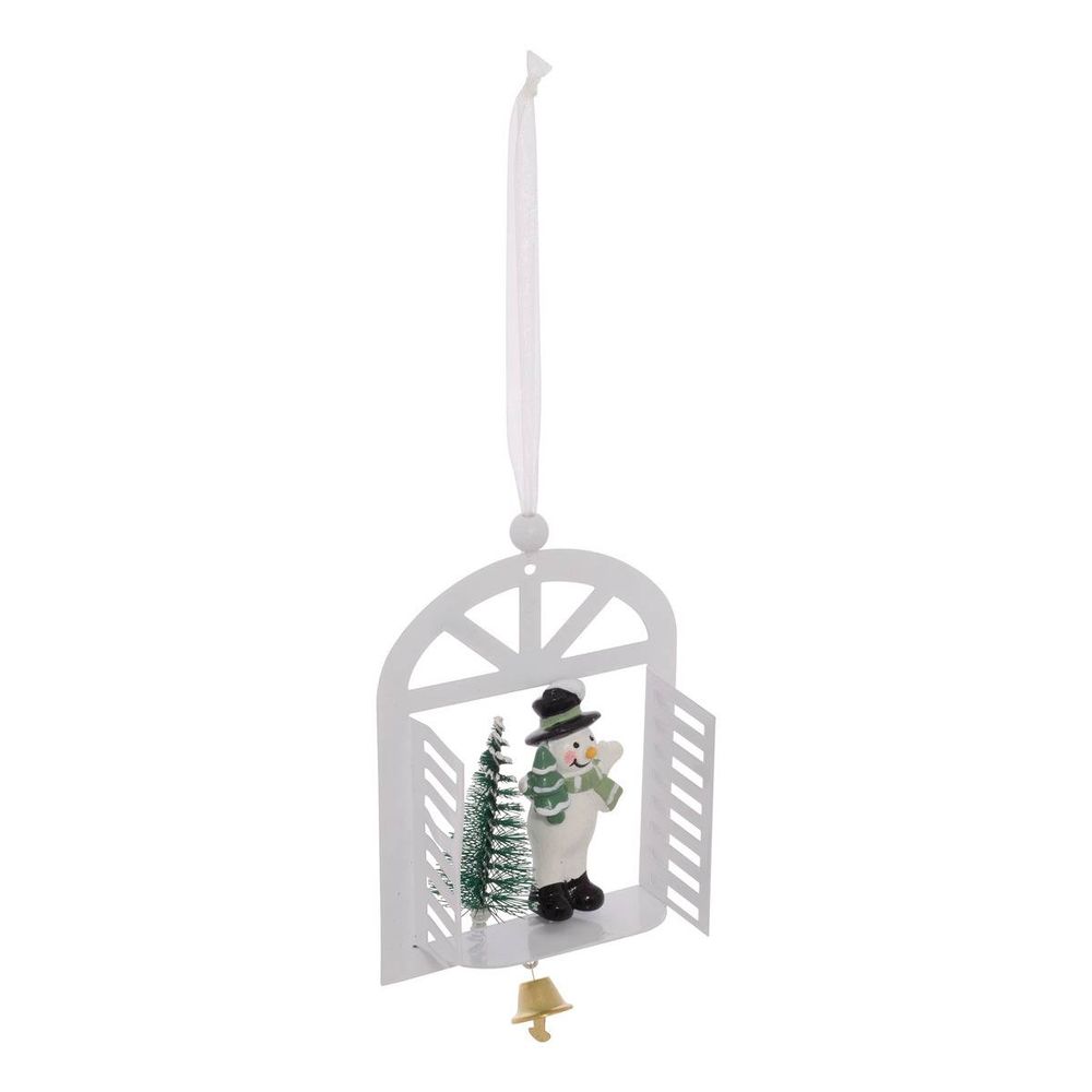 Suspension de sapin fenêtre avec père noël, bonhomme de neige et sapin en métal 14 cm