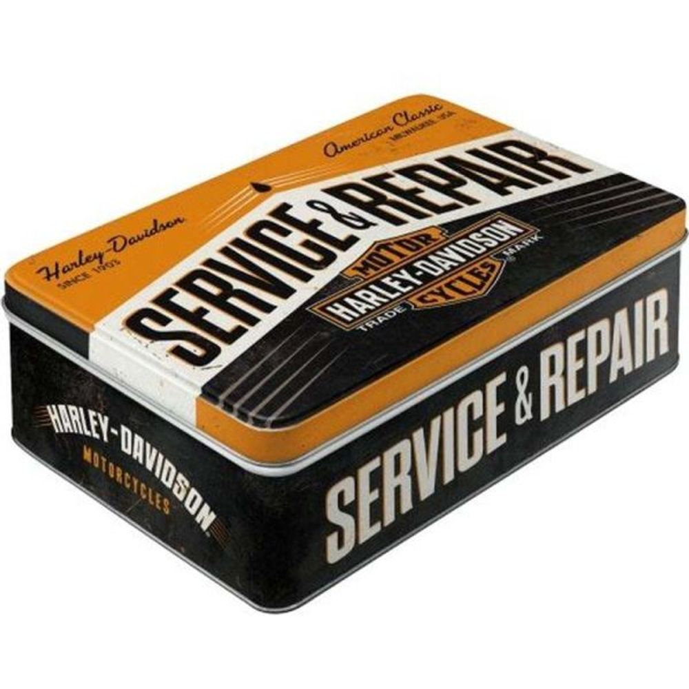 Boite à sucres publicitaire en métal harley davidson service et repair