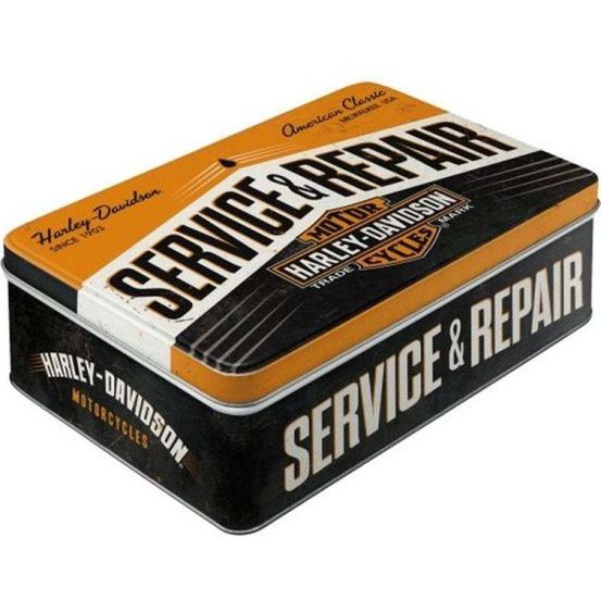 Boite à sucres publicitaire en métal harley davidson service et repair