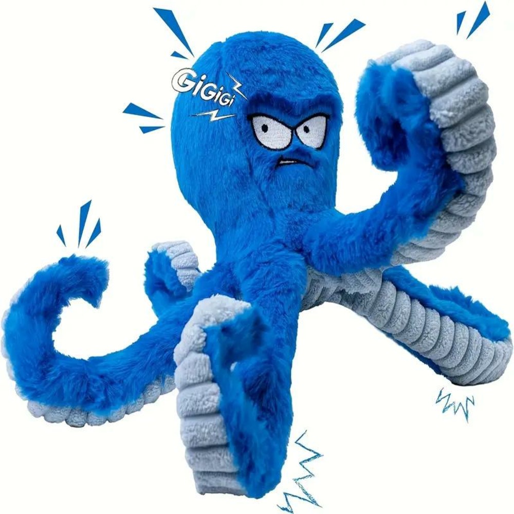 Jouet En Peluche Blue Octopus Pour Chien - Idéal Pour Nettoyage Dentaire Des Chiens De Taille Moyenne Et Grande
