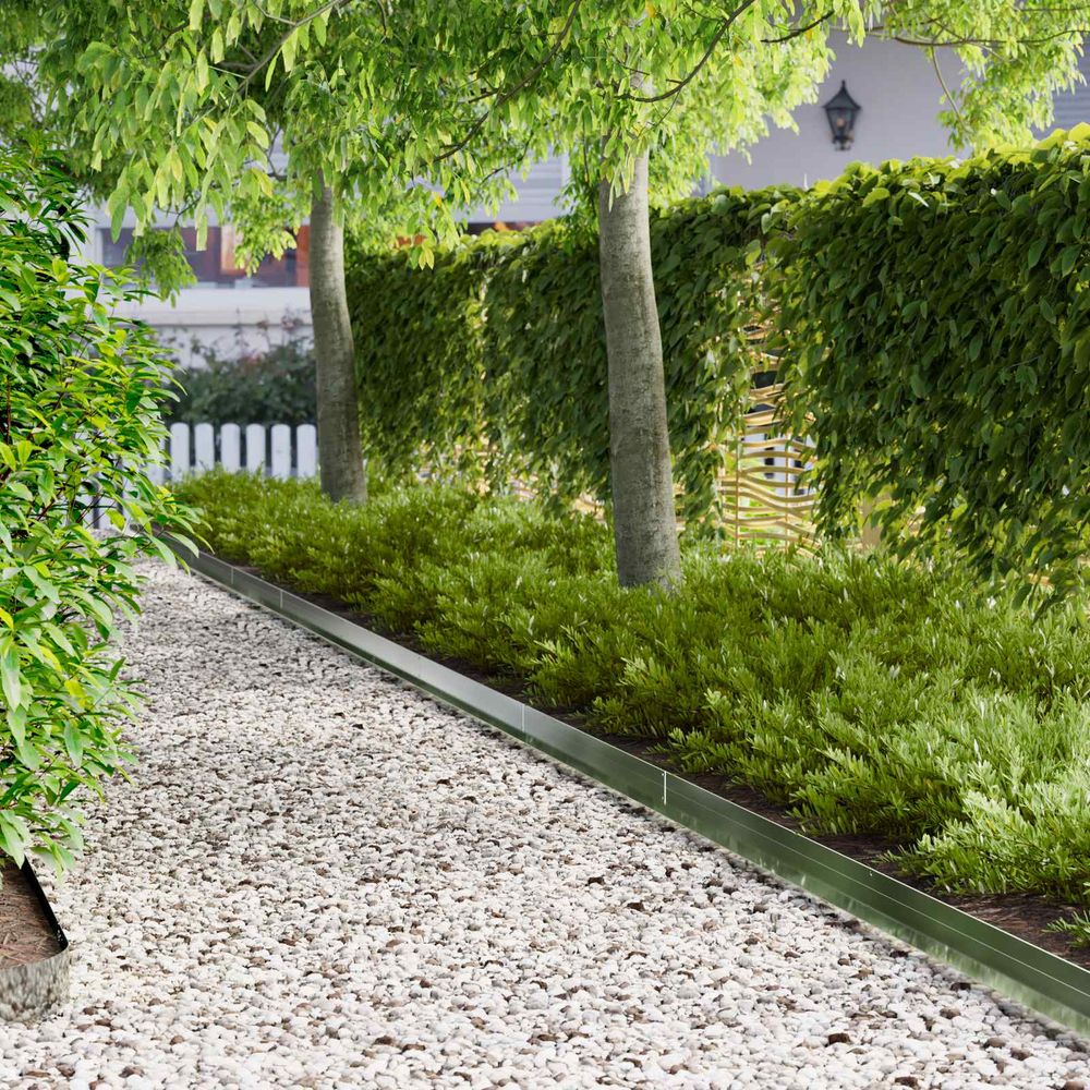 Bordure allée acier pour jardins protection rebords 20 pièces 100x10x8cm argenté