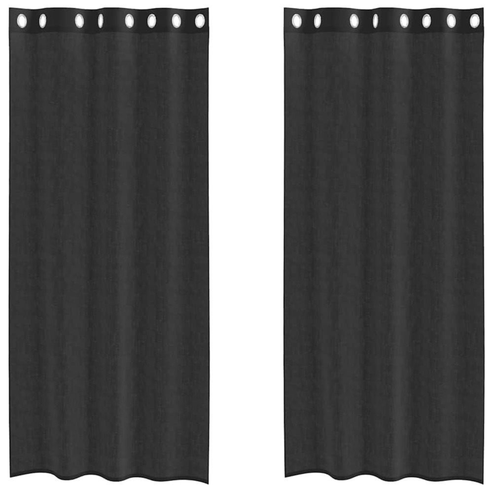 Rideaux en voile avec œillets 2 pcs noir 140x225 cm