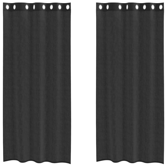 Rideaux en voile avec œillets 2 pcs noir 140x225 cm