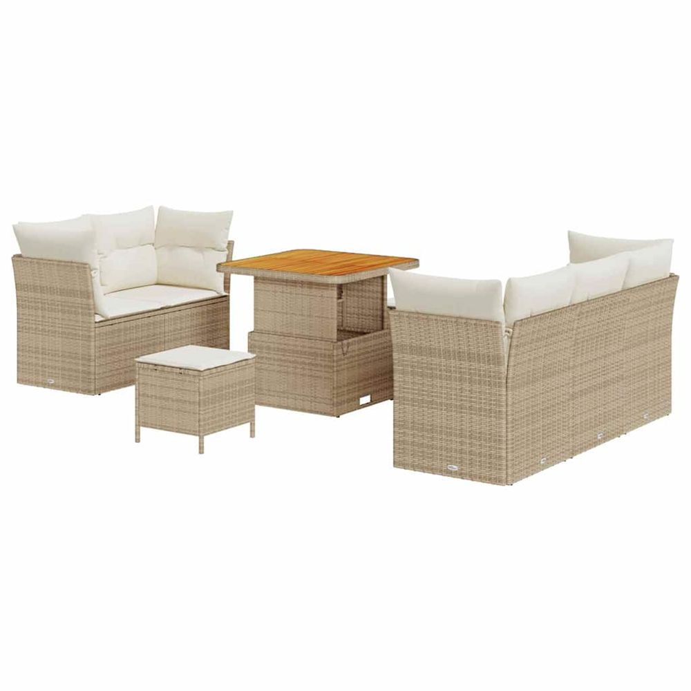 Ensemble de canapé de jardin 8 pc beige polyrotin