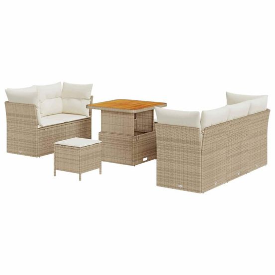 Ensemble de canapé de jardin 8 pc beige polyrotin