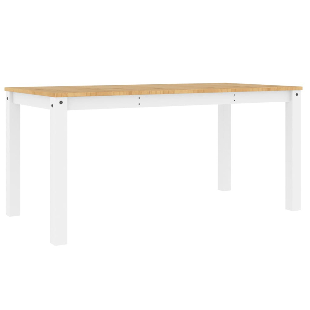 Table à manger panama blanc 160x80x75 cm bois massif de pin