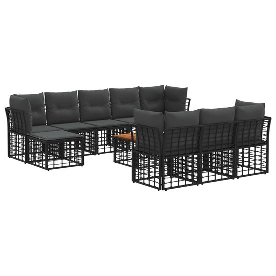 Ensemble de canapés d'extérieur 11 pc noir et gris foncé