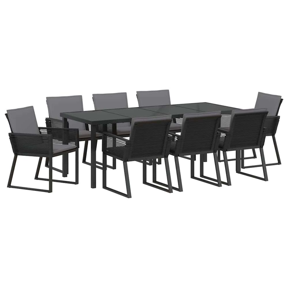 Ensemble de salle à manger pour jardin 9 pc noir