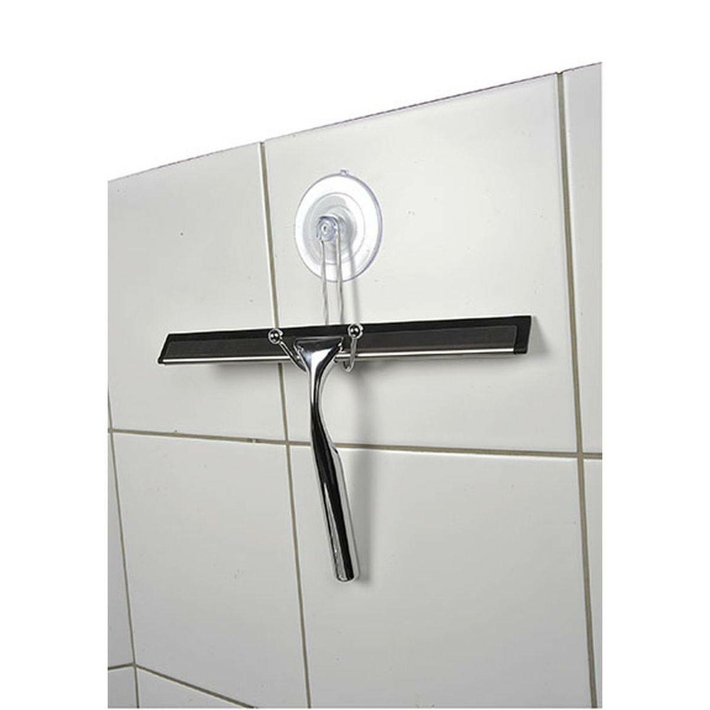 Raclette avec manche acier inoxydable support ventouse - chrome