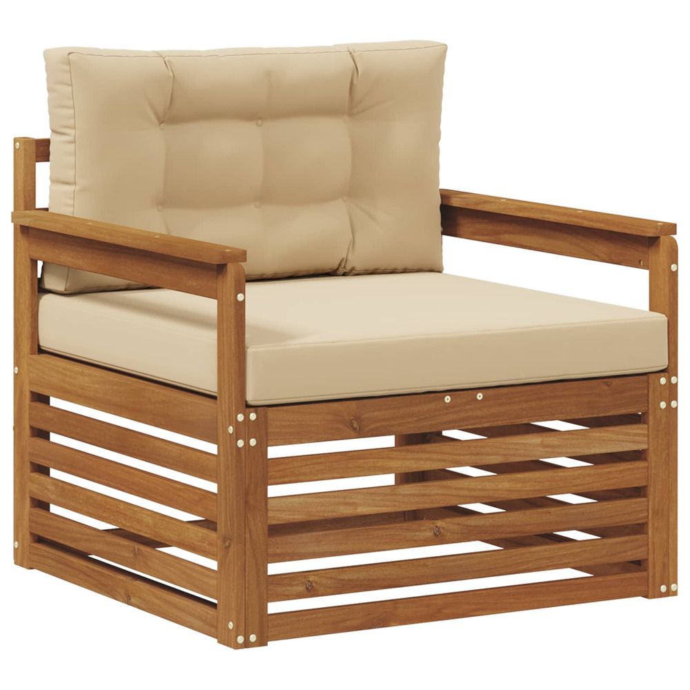 Canapé d’extérieur bois d'acacia massif et polyester
