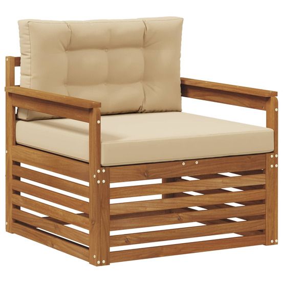 Canapé d’extérieur bois d'acacia massif et polyester