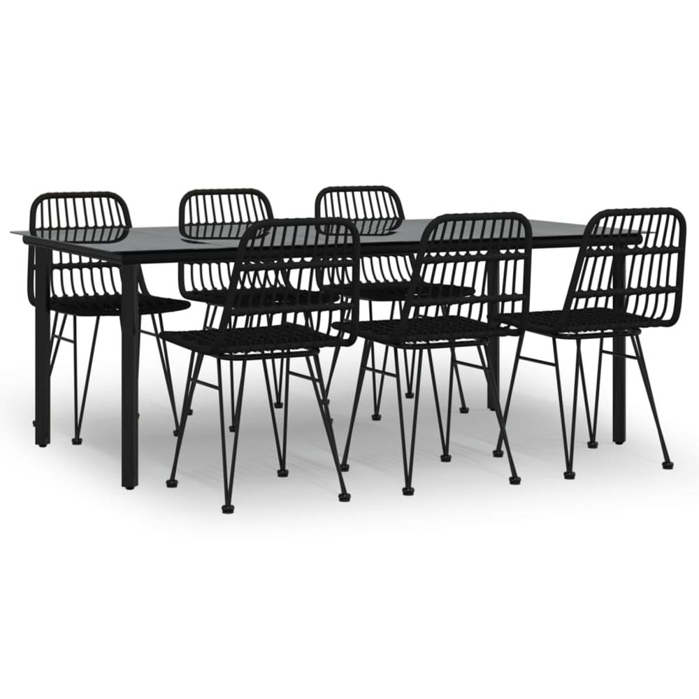 Ensemble à manger de jardin 7 pcs noir résine tressée