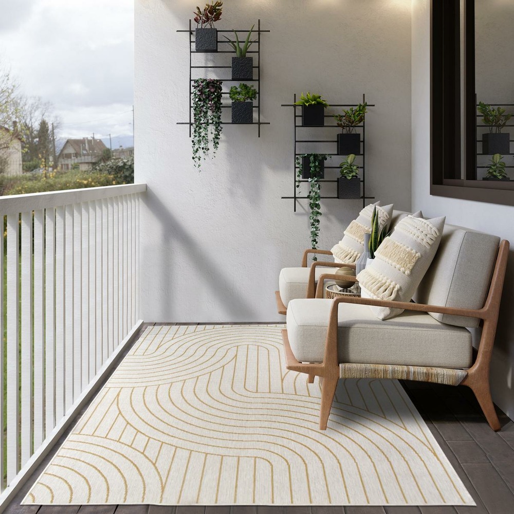 Tapis extérieur, kilim reversible 200x290 bc reversible jaune et crème