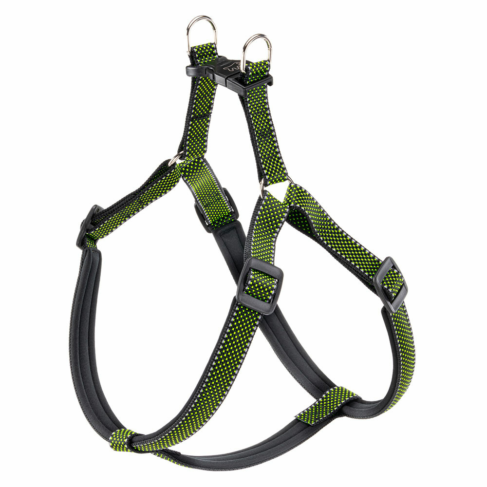 Harnais pour chien grande taille réfléchissant daytona deluxe extra large, rembourré, noir-vert