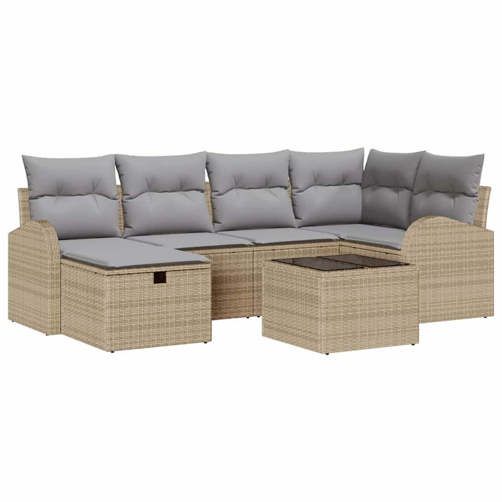 Ensemble de canapés 7 pc beige et gris clair polyrotin