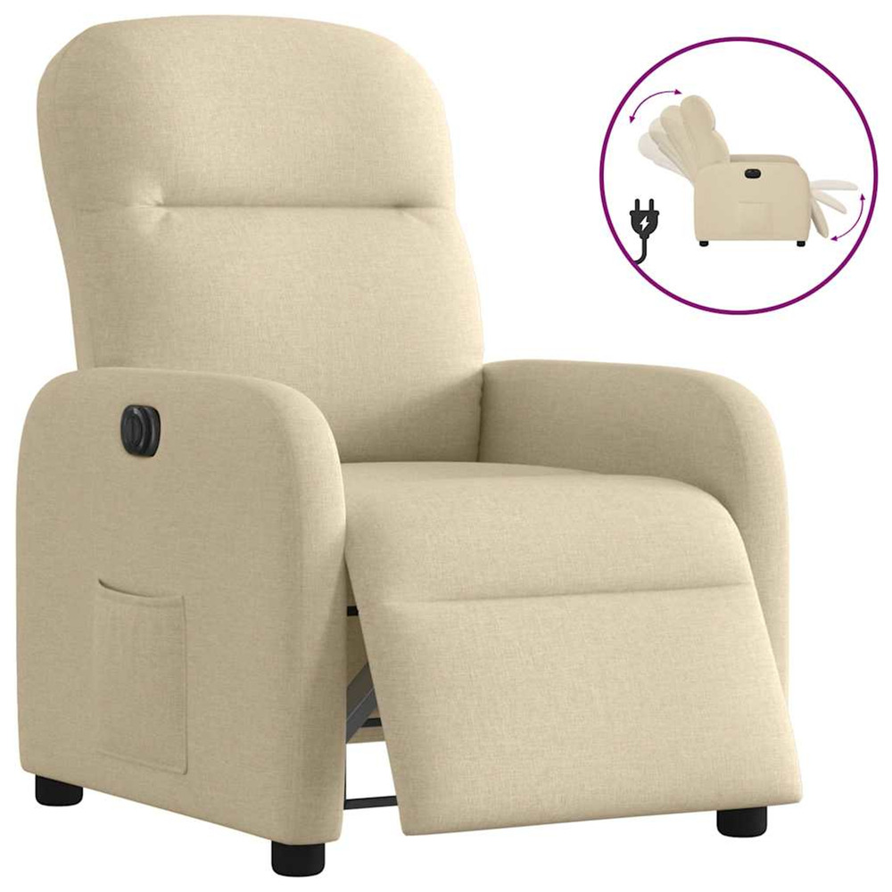 Fauteuil inclinable électrique crème tissu