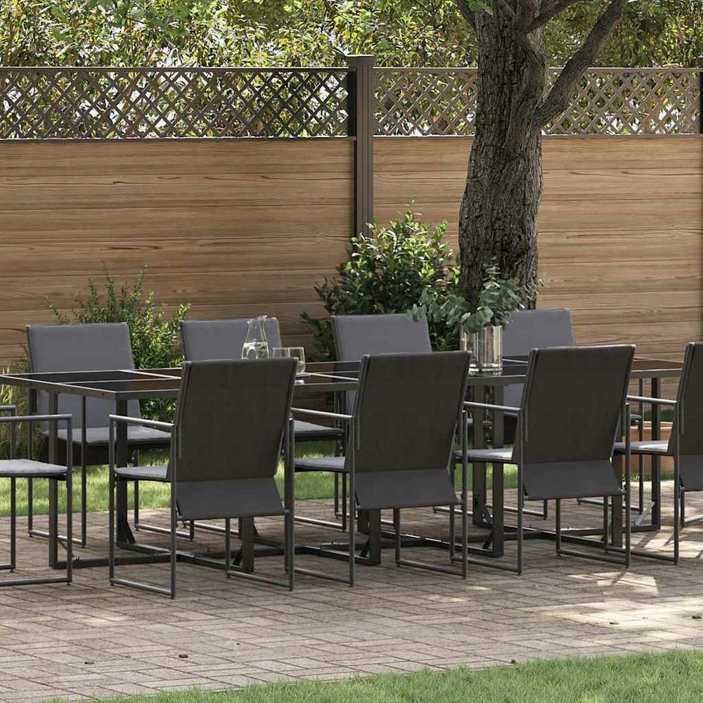 Ensemble de salle à manger pour jardin 11 pcs noir acier