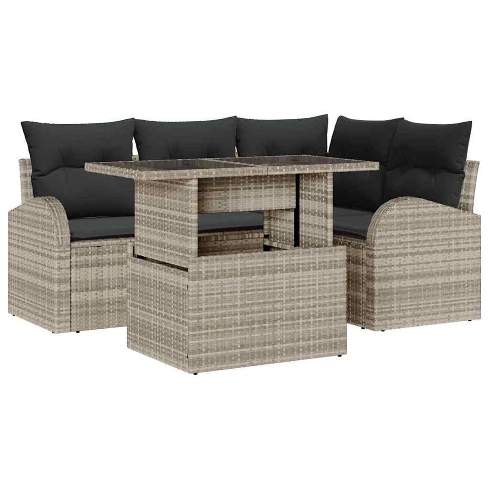 Ensemble de canapé de jardin 5 pc 4-nombre de places gris clair