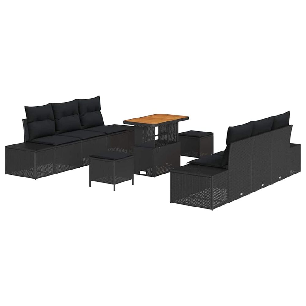 Ensemble de canapé de jardin 9 pc noir polyrotin